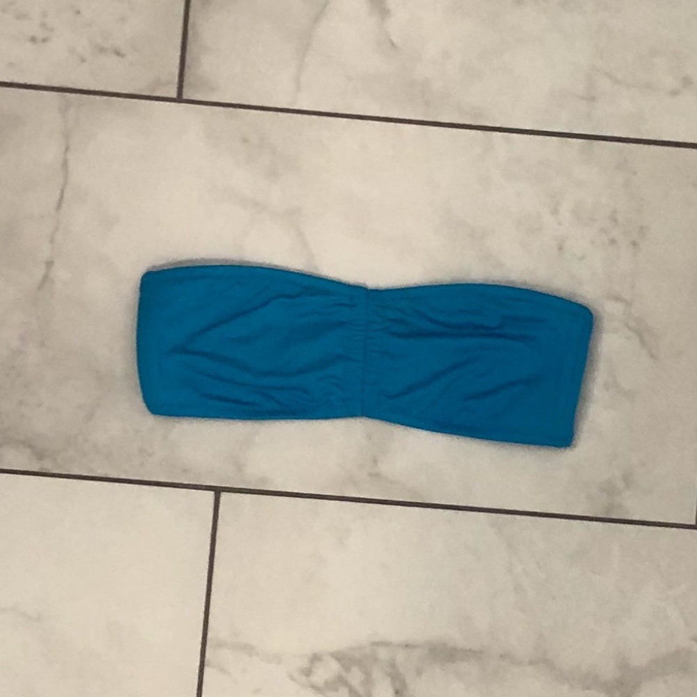 Blue strapless bikini top